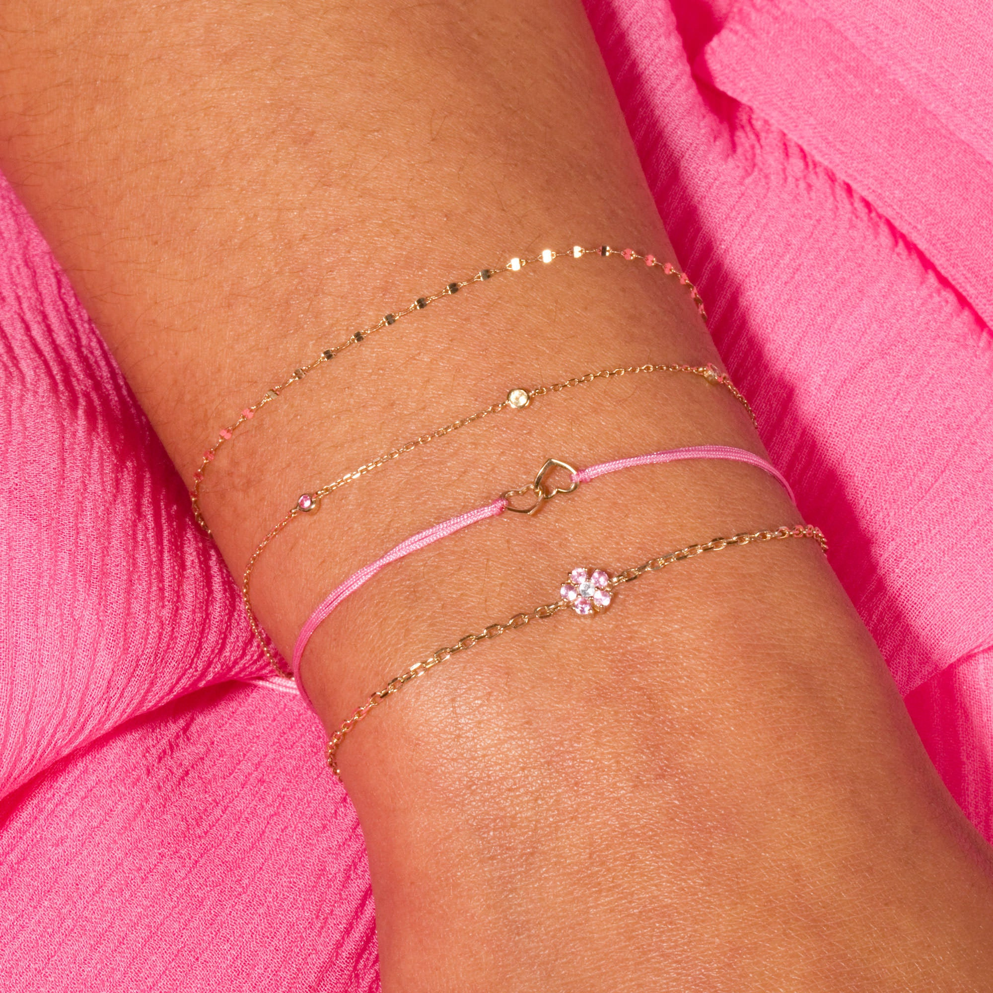 Pink Sapphire Flower Bracelet - 7