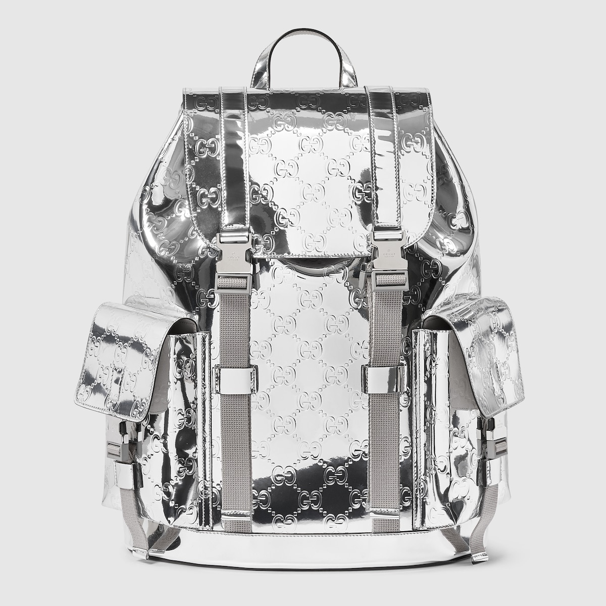 Large mirror-effect GG backpack - 1
