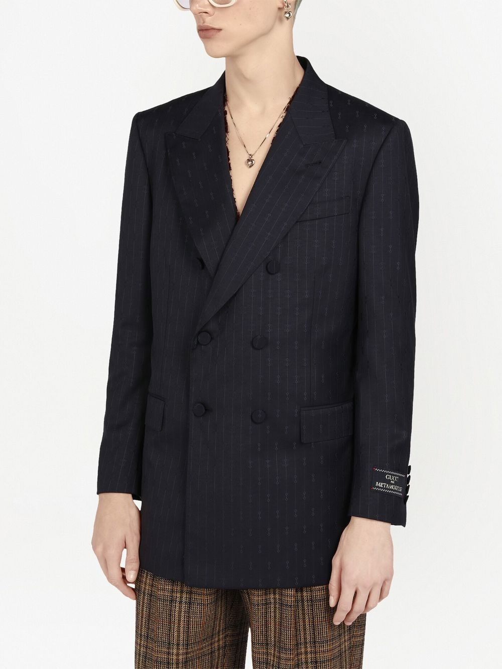 Horsebit striped wool jacket - 3