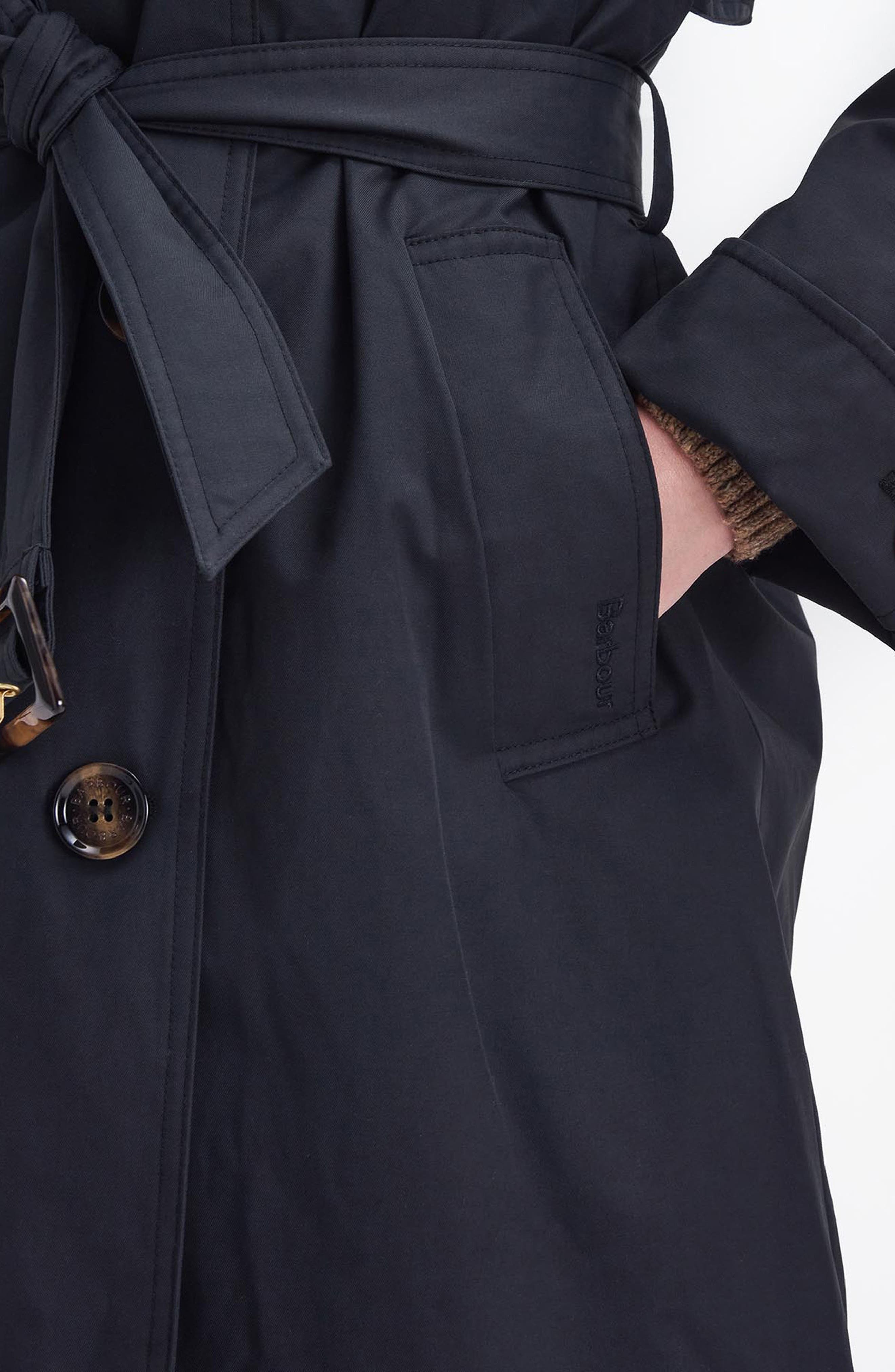 Barbour Gwyn Water Resistant Trench Coat in Black/Muted Cabernet Tartan at Nordstrom - 3
