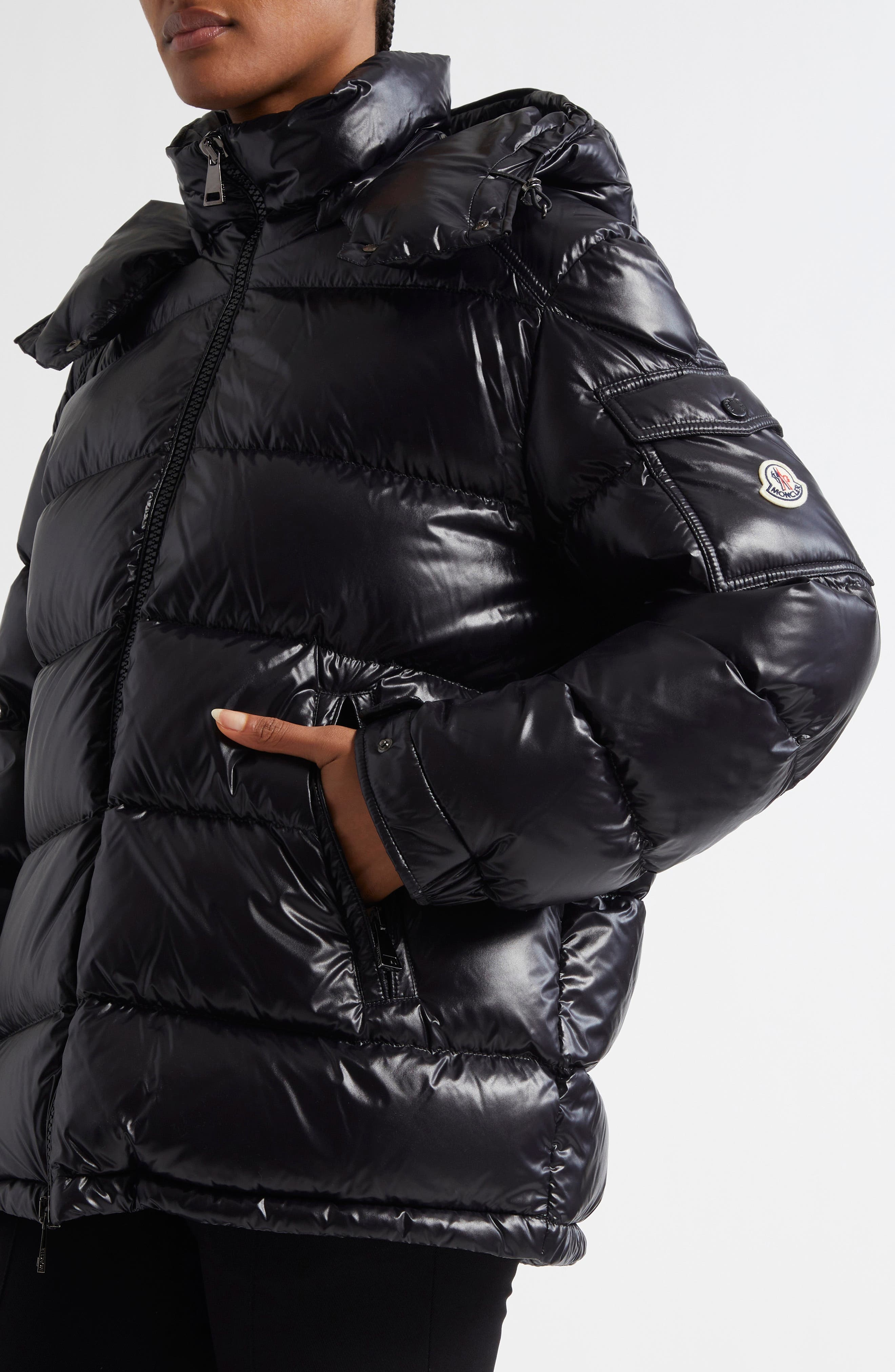 Moncler Maire Hooded Short Down Puffer Jacket in Black/black at Nordstrom - 4