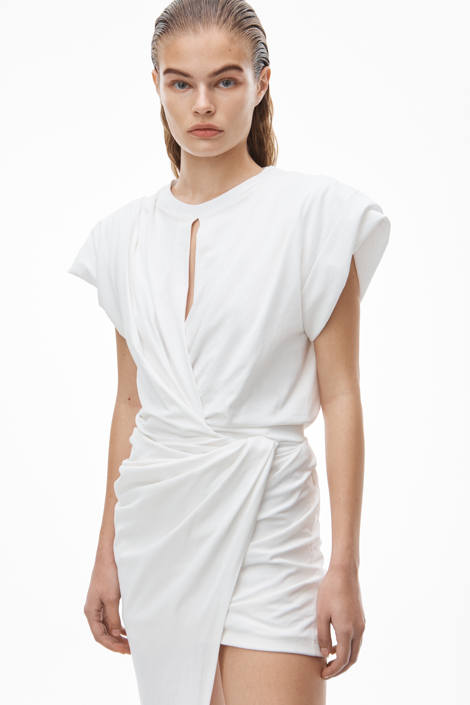 ASYMMETRIC TEE DRESS IN DRAPED JERSEY - 3