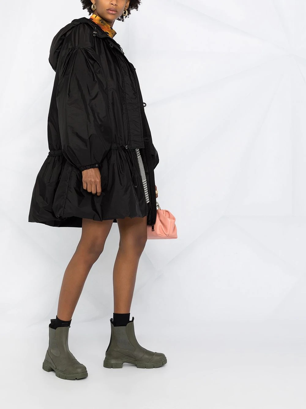 oversized flared parka coat - 4