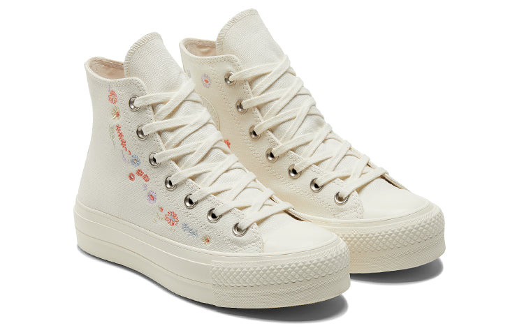 (WMNS) Converse Chuck Taylor All Star Lift Platform 'Embroidered Floral - Egret' A01586C - 3