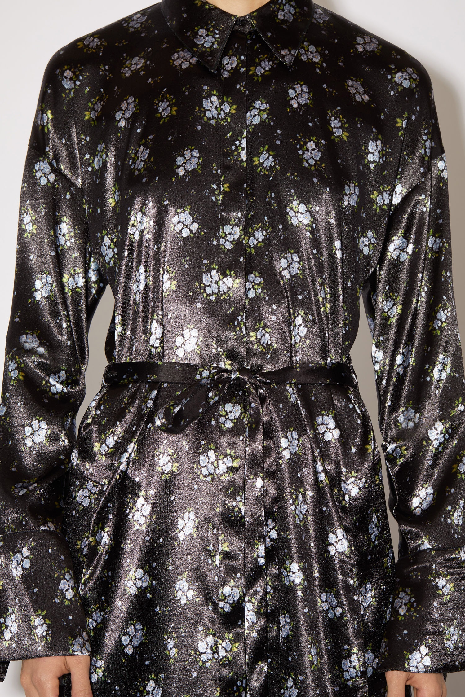 Floral satin dress - Black/blue - 5