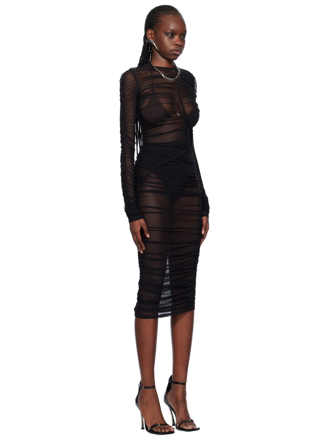 Black Sheer Midi Dress - 2