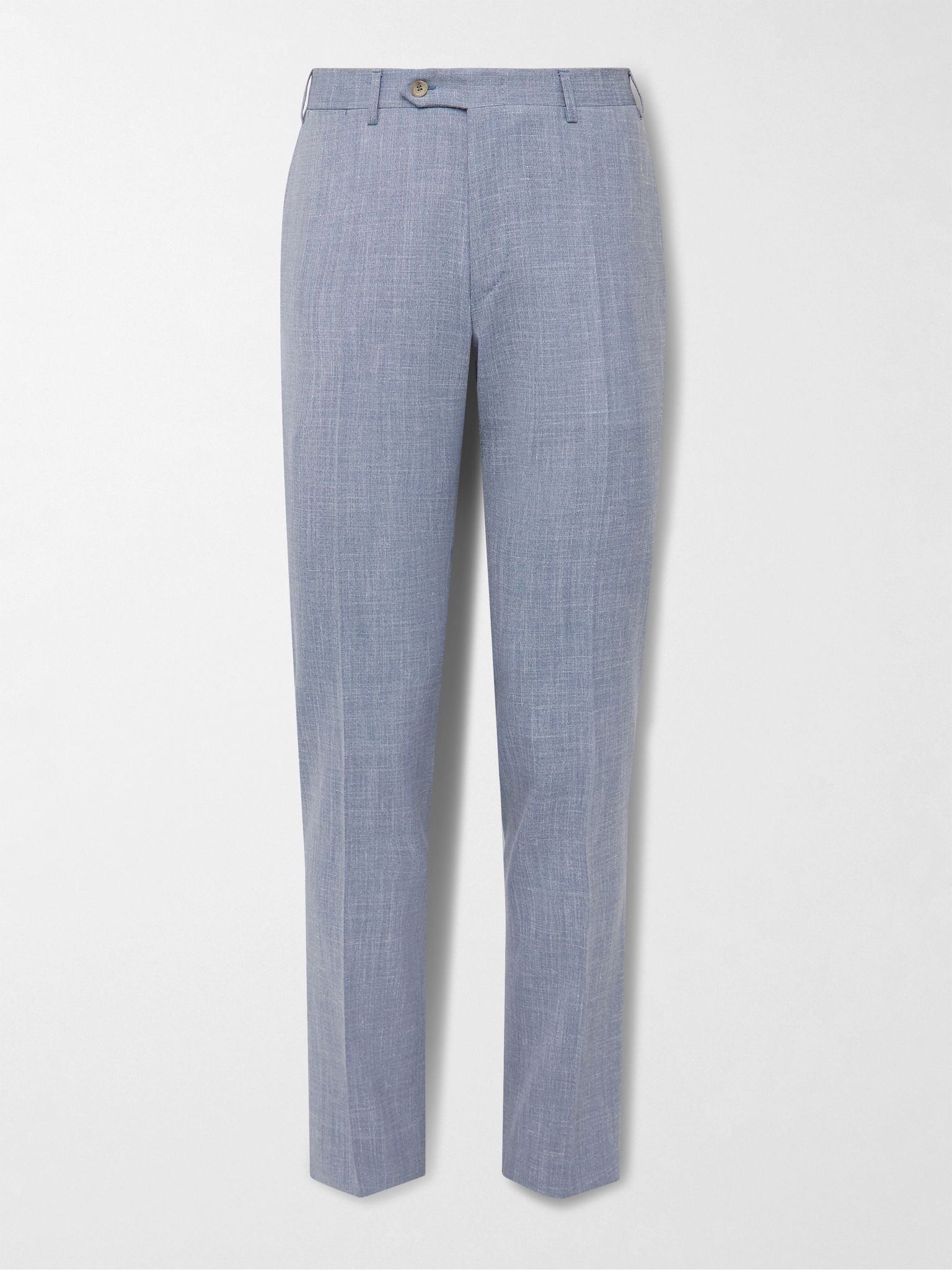 Kei Slim-Fit Straight-Leg Wool, Silk and Linen-Blend Suit Trousers Blue - 1
