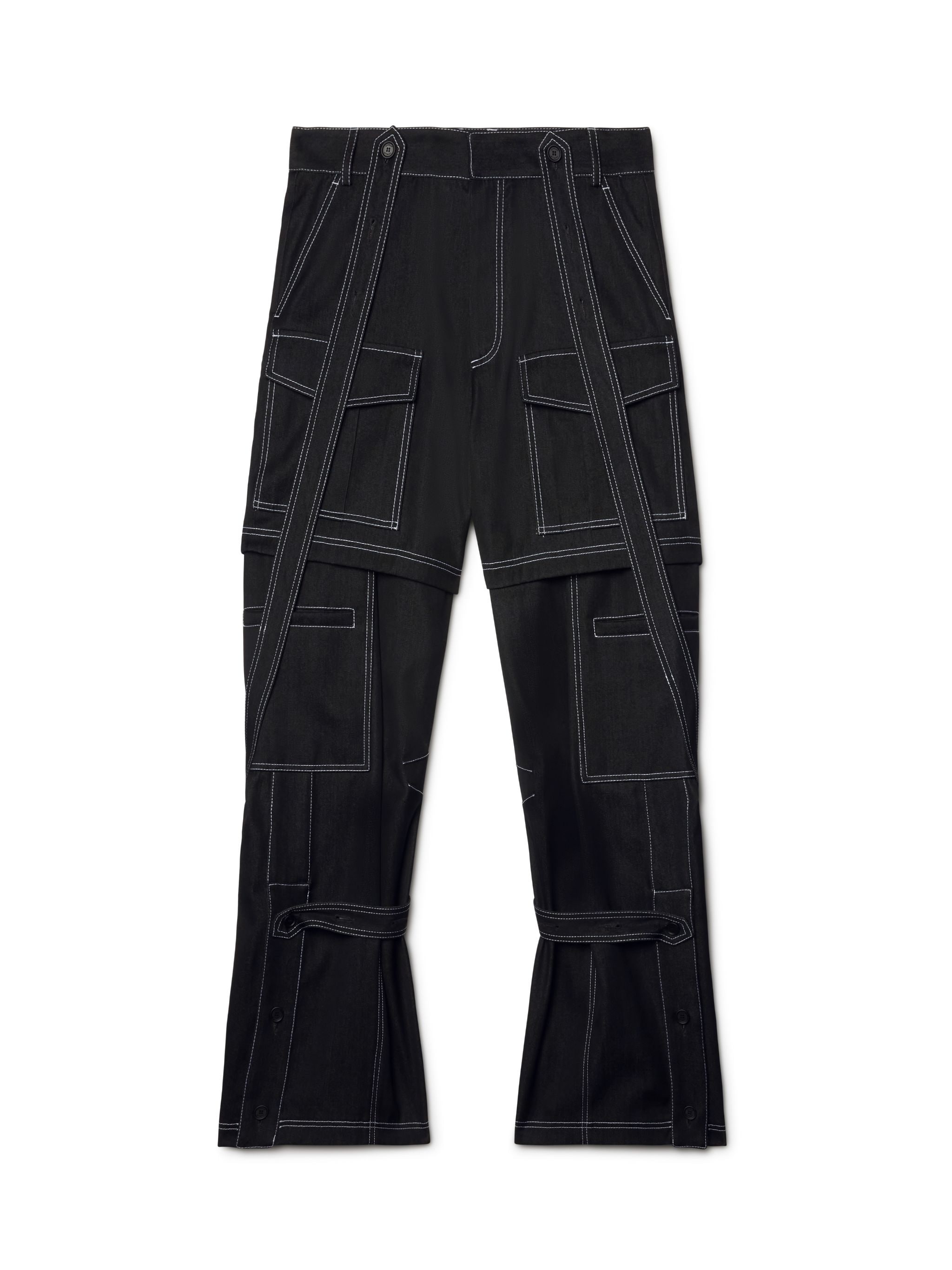 Black Stitch Twill Samurai Cargo Pants - 1