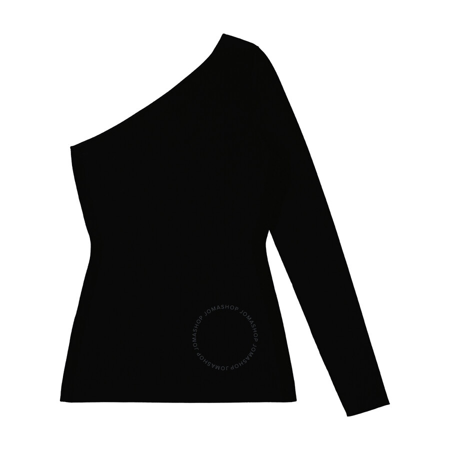 Victoria Beckham Ladies Black One Shoulder Ribbed Top - 2