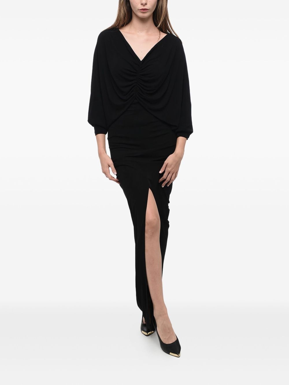 v-neck draped dress - 1