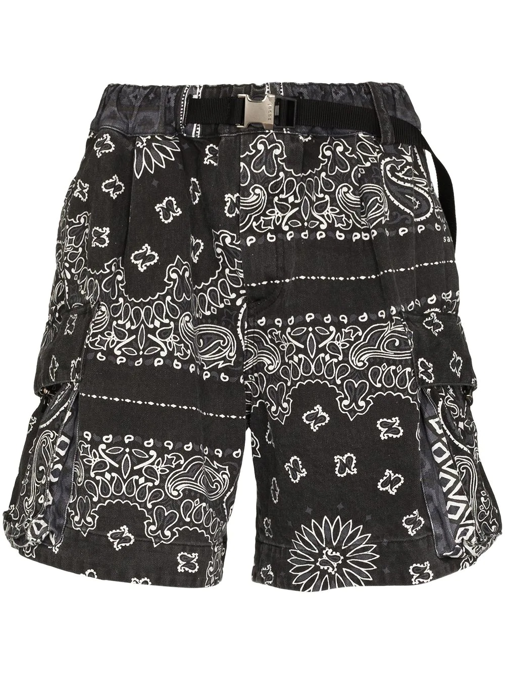 bandana-print belted bermuda shorts - 1