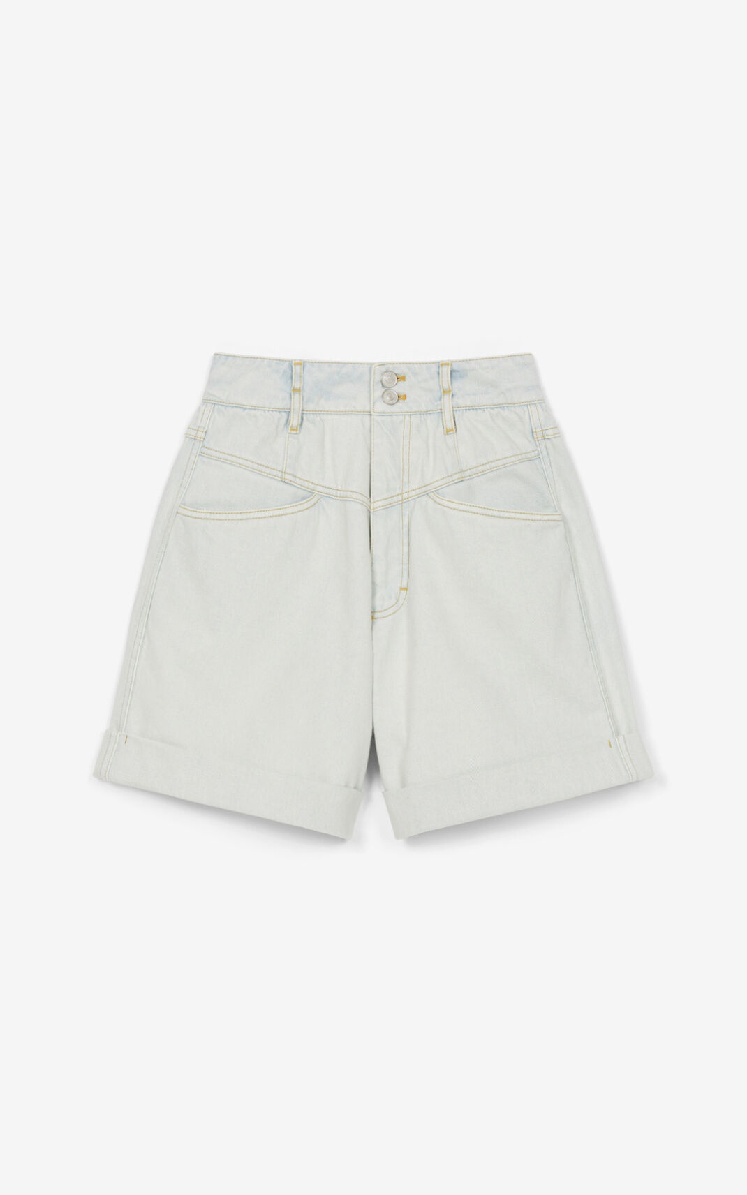 High-waisted organic denim shorts - 1