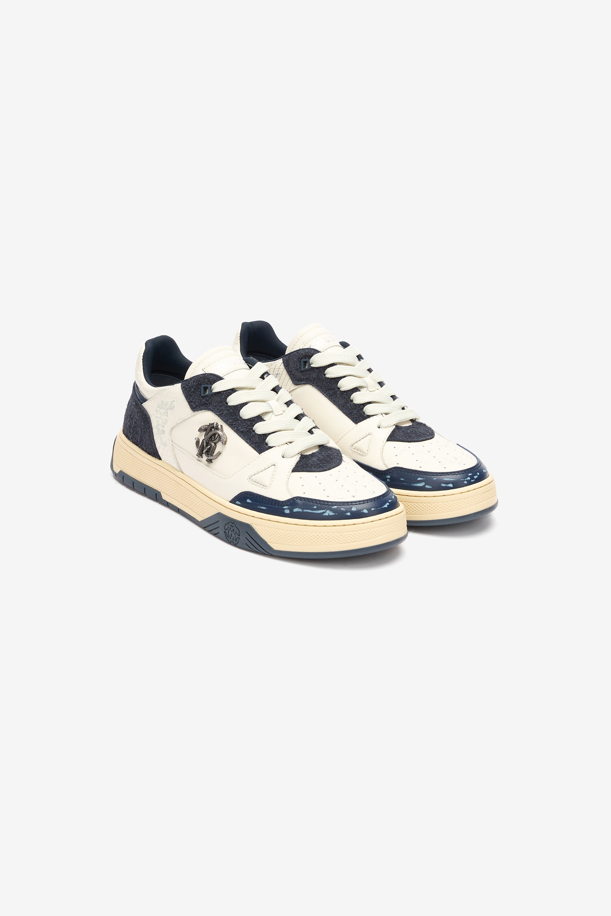 Sneakers With Inserts And Mirror Snake Monogram - 2
