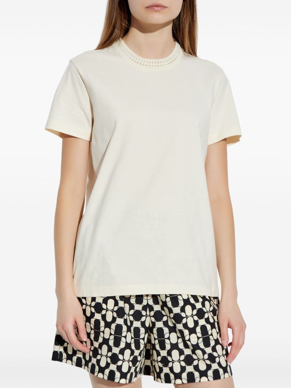 crochet-detail cotton T-shirt - 3