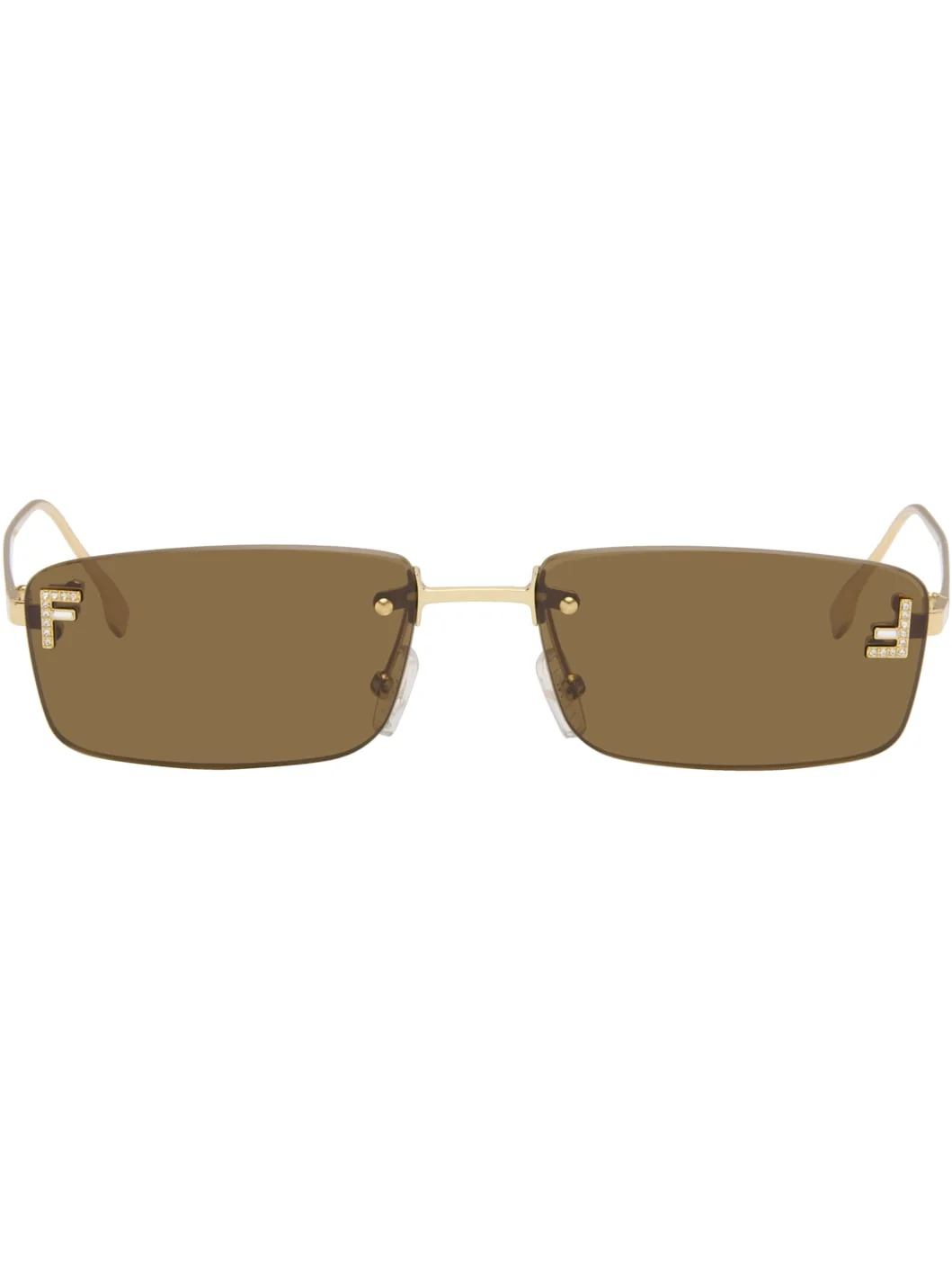 Gold 'Fendi First' Crystal Sunglasses - 1