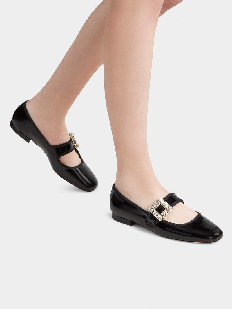 Roger Vivier Très Vivier Strass Buckle Babies Ballerinas in Patent Leather outlook