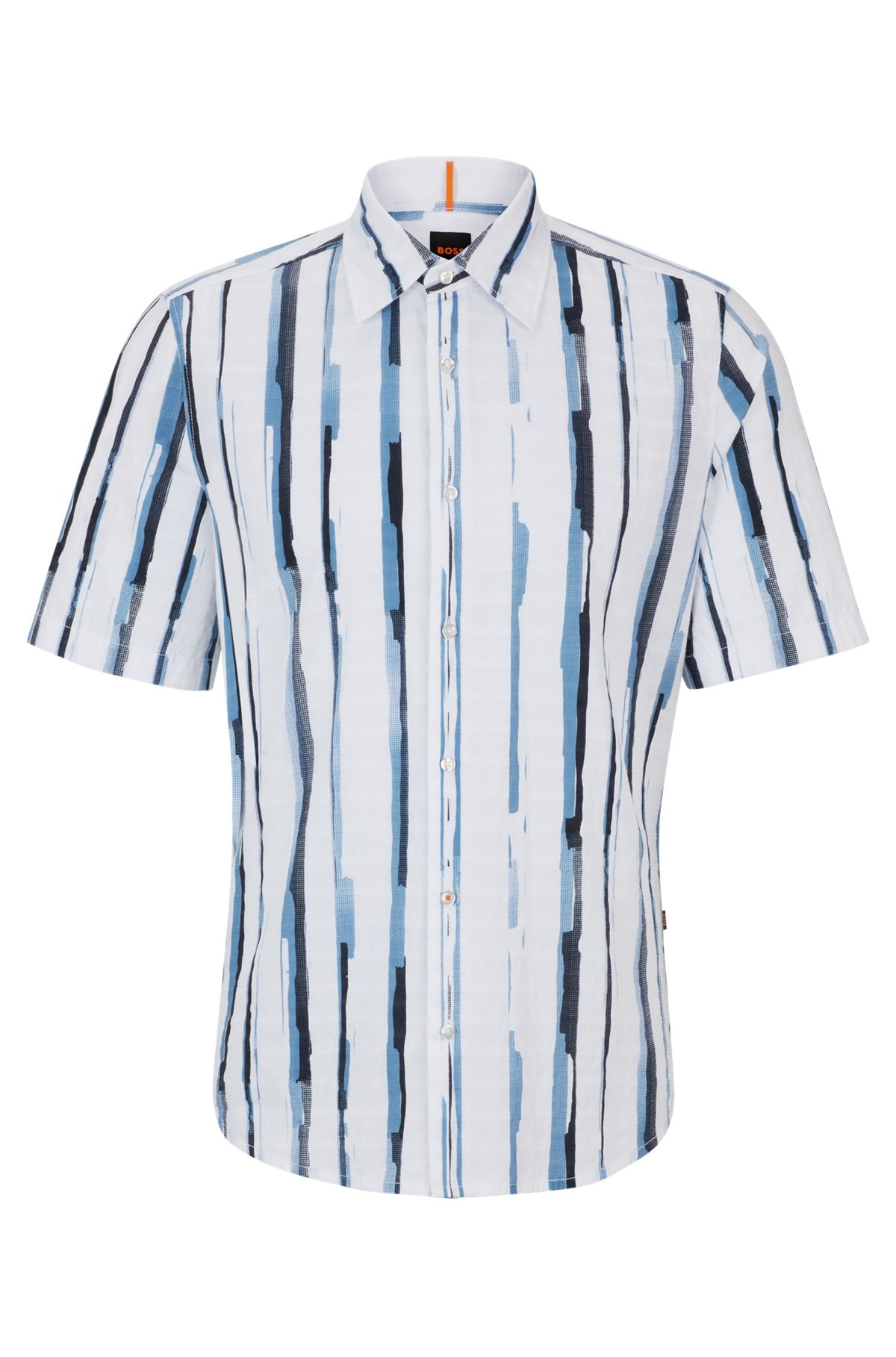 REGULAR-FIT SHIRT IN STRIPE-PRINT COTTON DOBBY - 1
