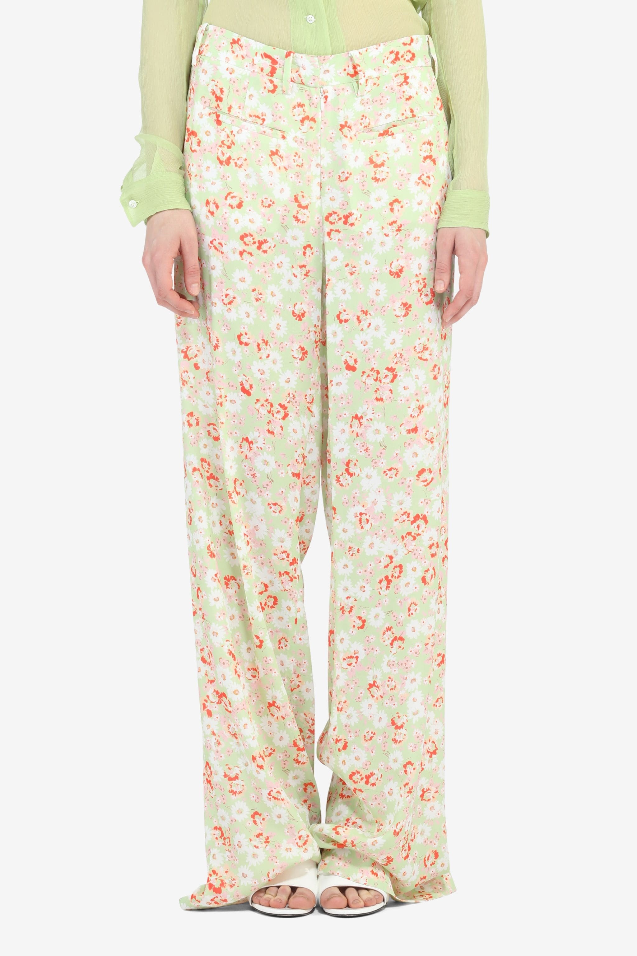 FLORAL-PRINT WIDE-LEG TROUSERS - 1