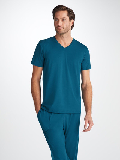 Derek Rose Men's V-Neck T-Shirt Basel Micro Modal Stretch Poseidon Blue outlook