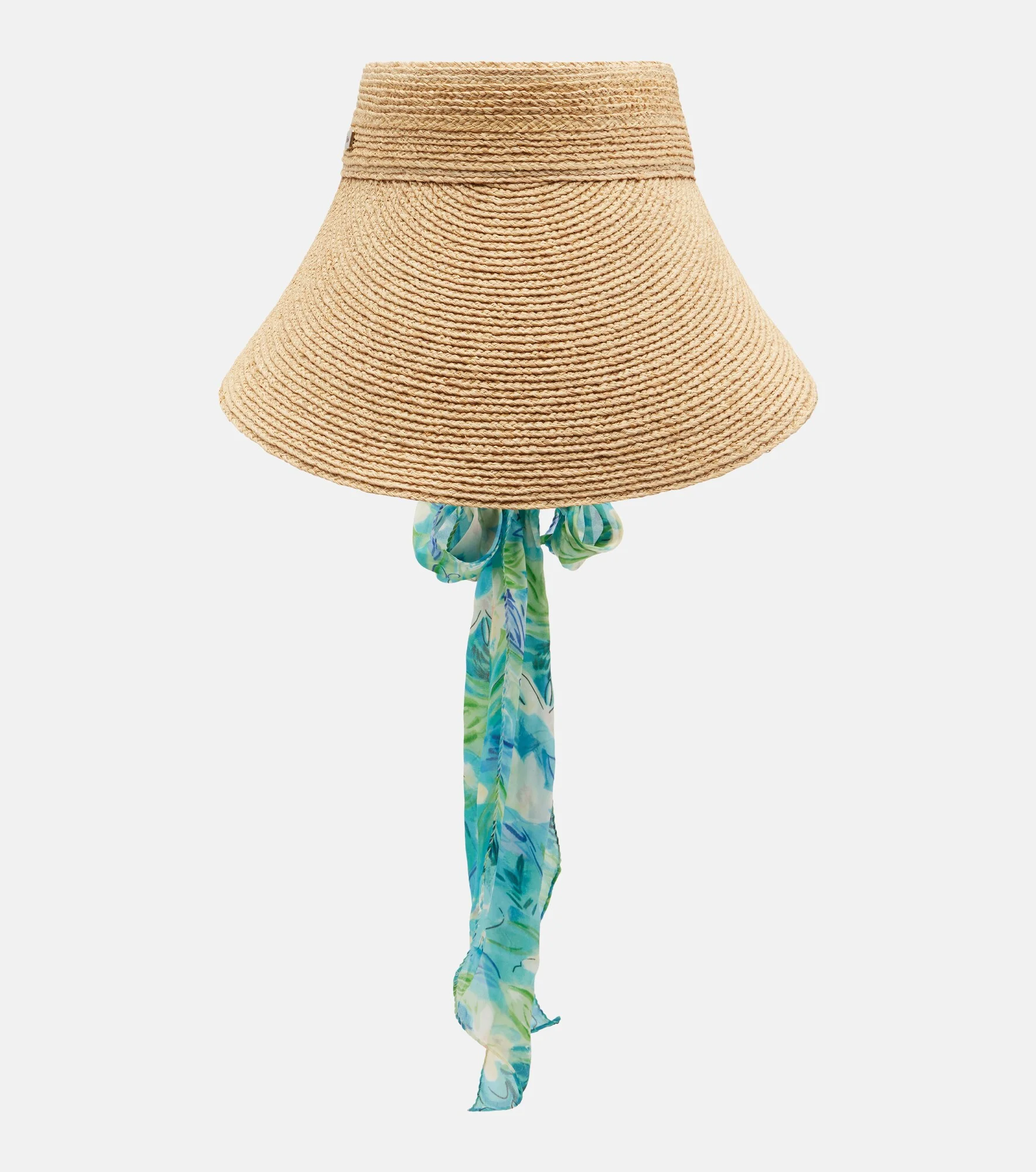 Silk-trimmed raffia visor - 1