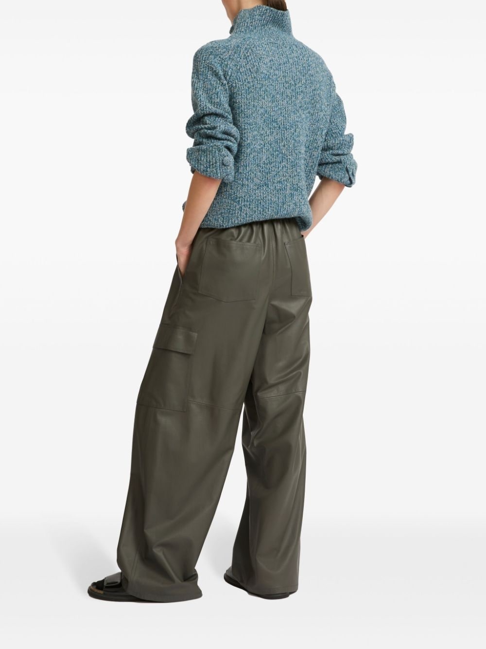 leather wide-leg trousers - 3