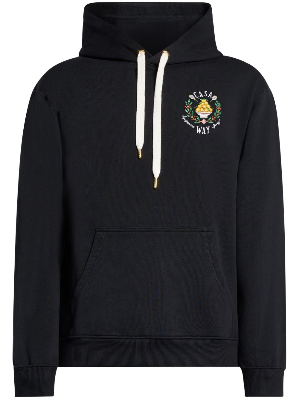 logo-embroidered cotton hoodie - 1