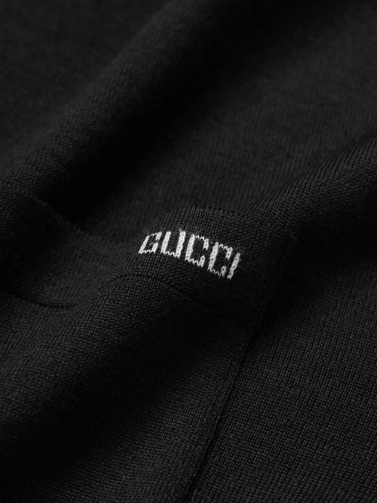 Logo-Intarsia Wool-Blend Polo Shirt Black - 4