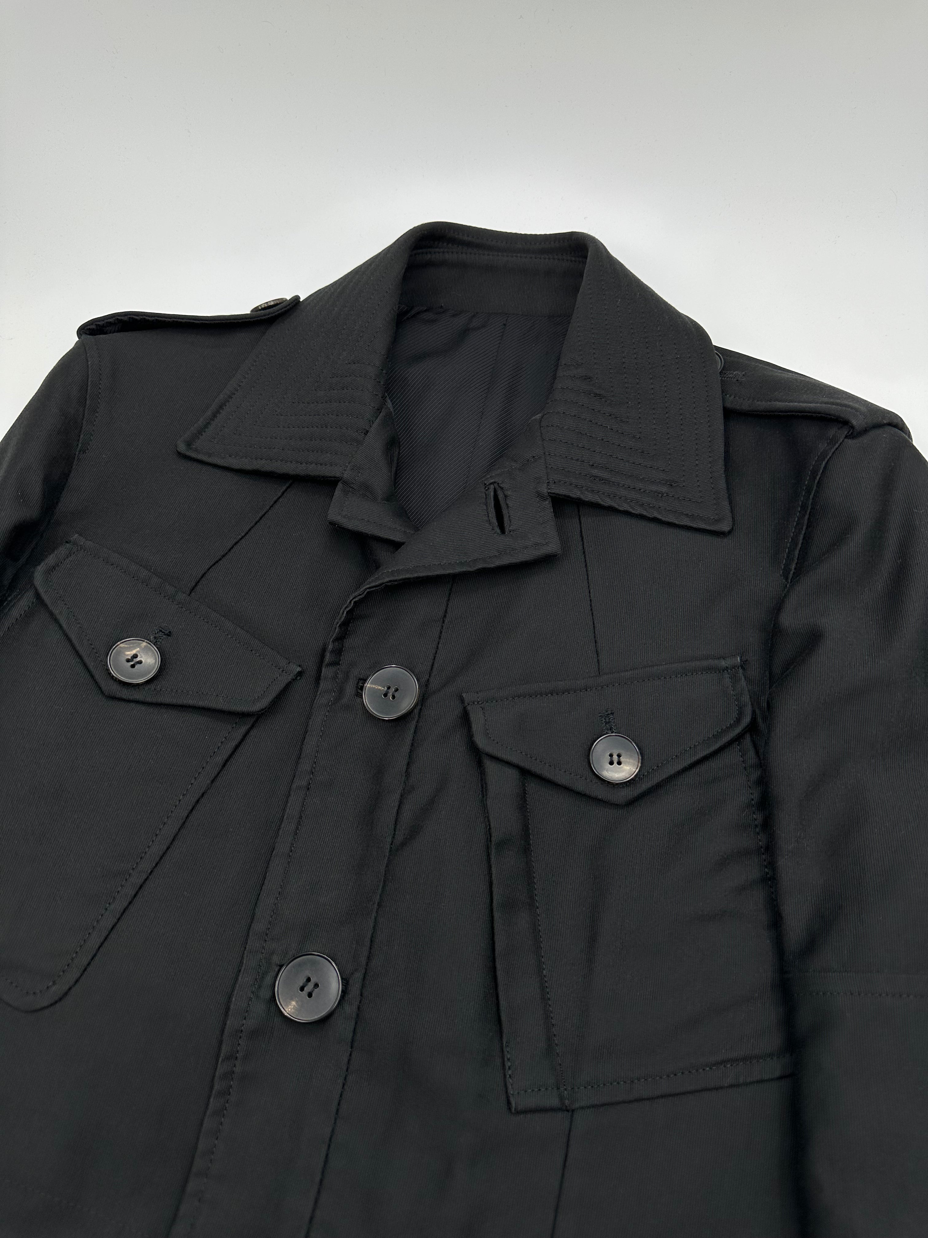 Gucci Fall 2003 Tom Ford Men’s Runway Grey Cotton Military Coat Jacket 46 - 7