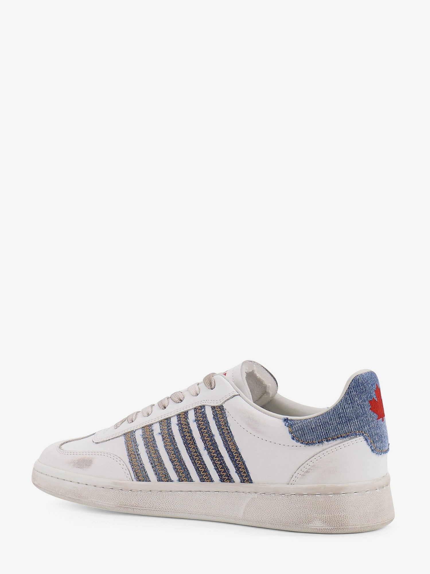 Dsquared2 Low-Top Leather Sneakers With Denim Profiles - 3