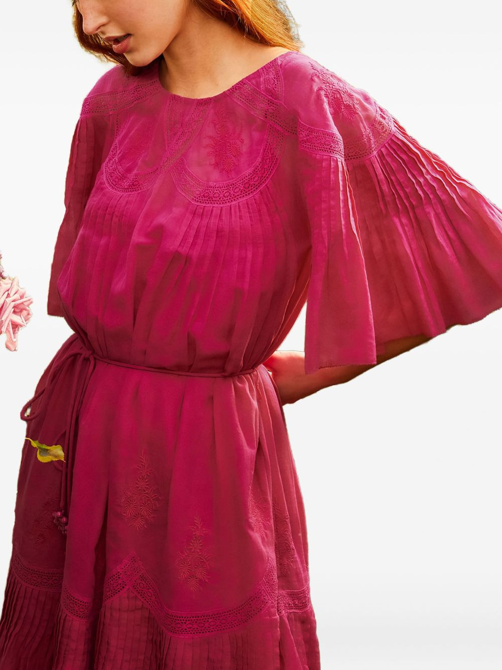 cotton pleated midi dress - 4