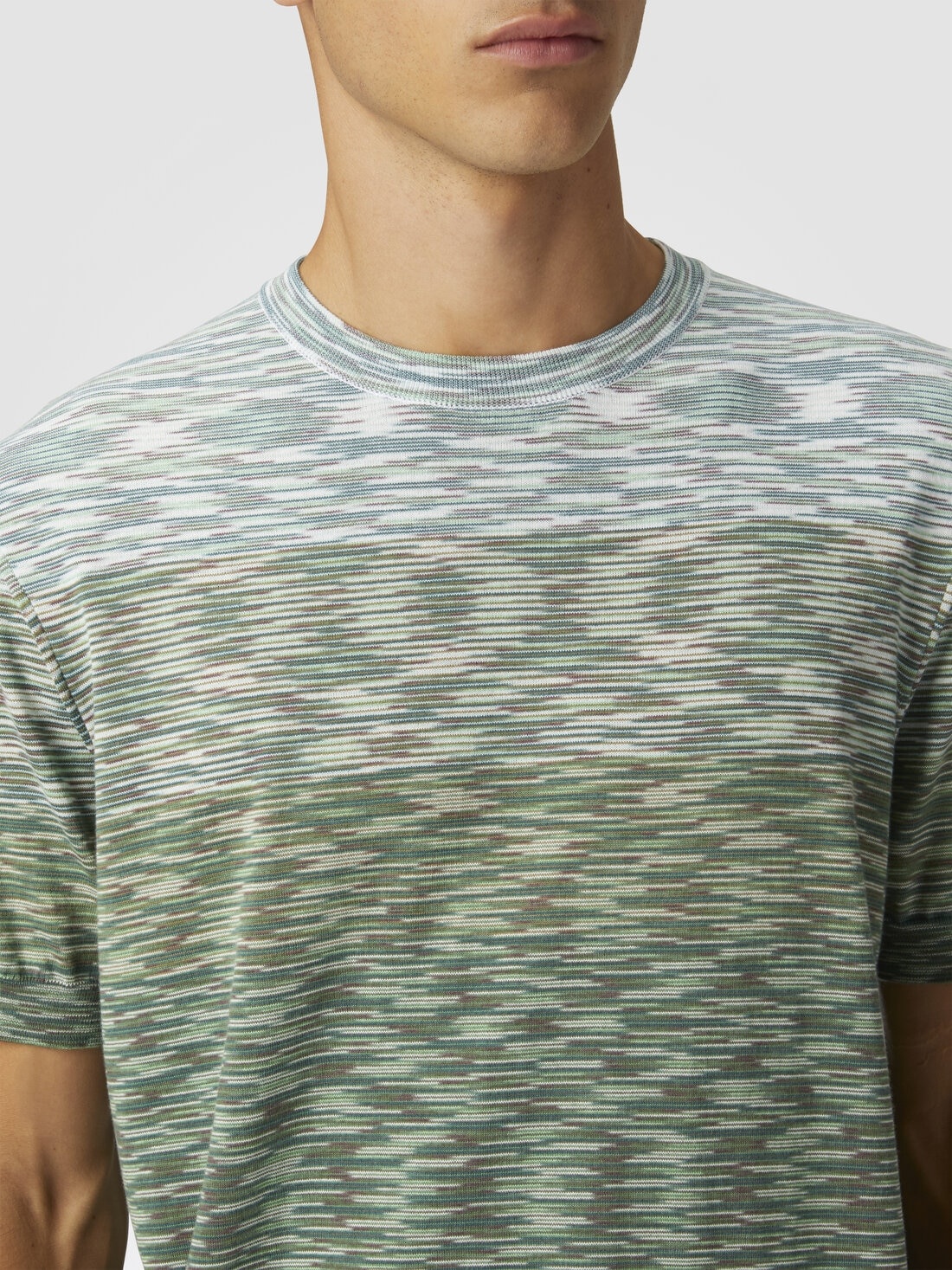 Crewneck T-shirt in dégradé slub cotton - 5