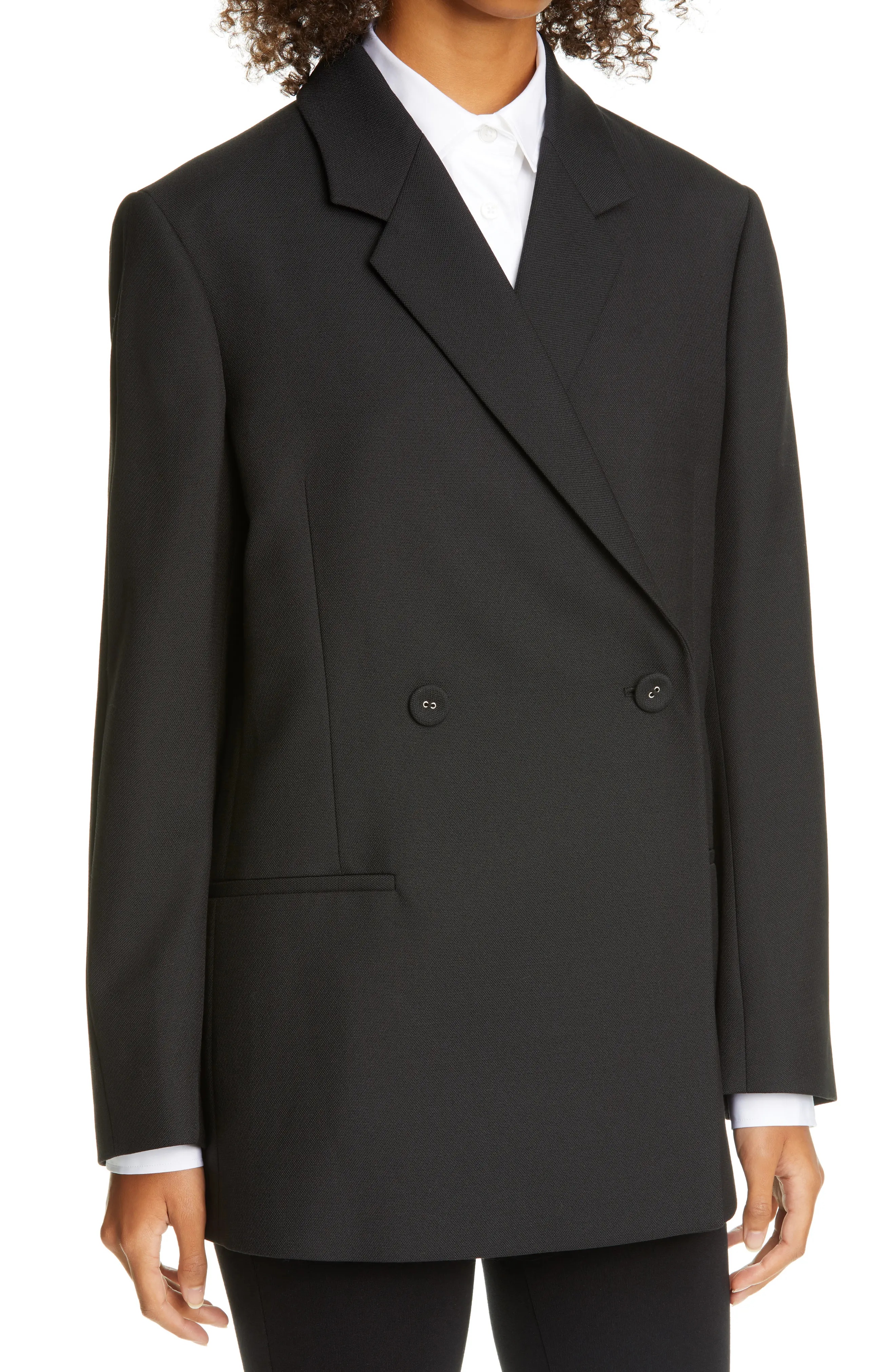 Loreo Oversize Double Breasted Wool Blazer - 4