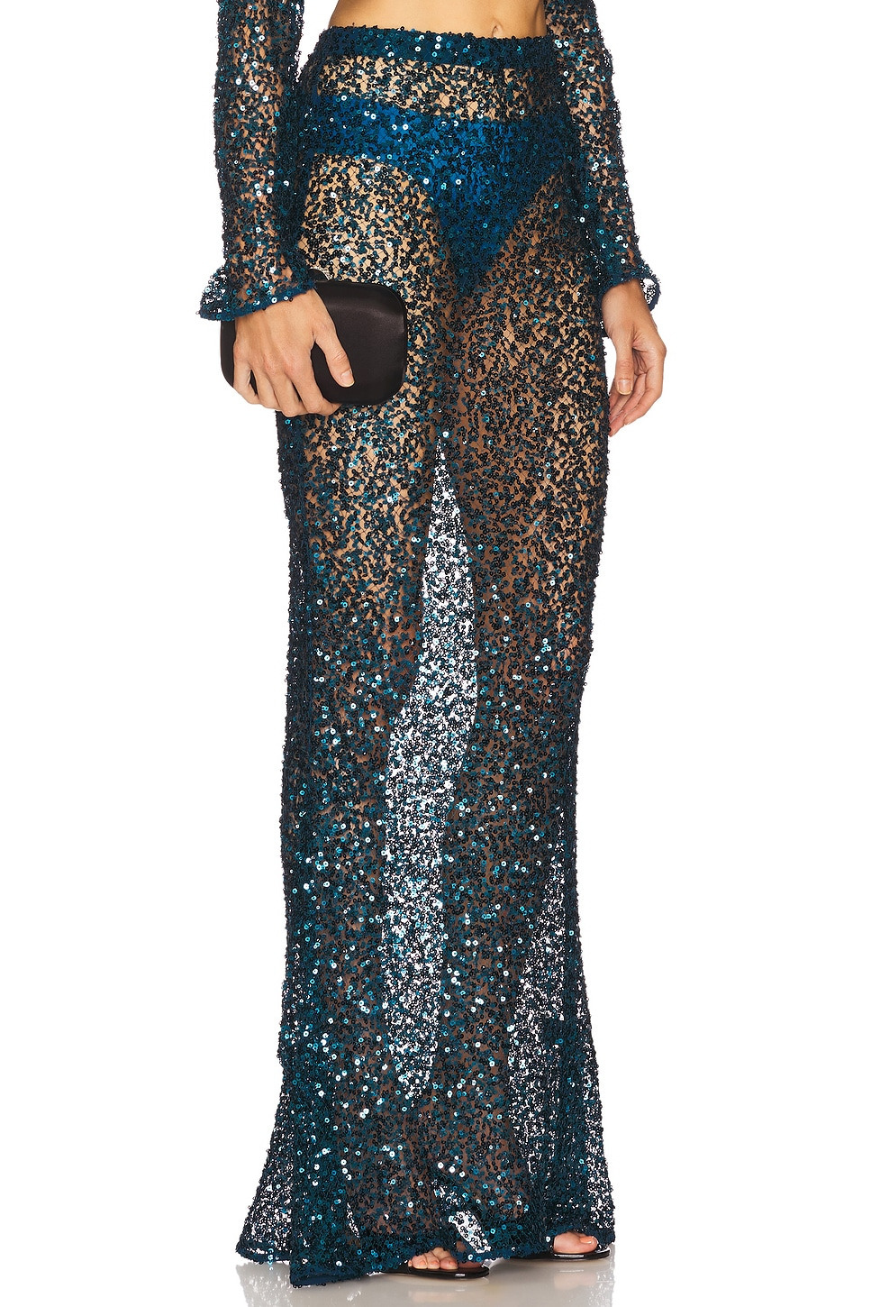 Net Paillette Maxi Skirt - 2