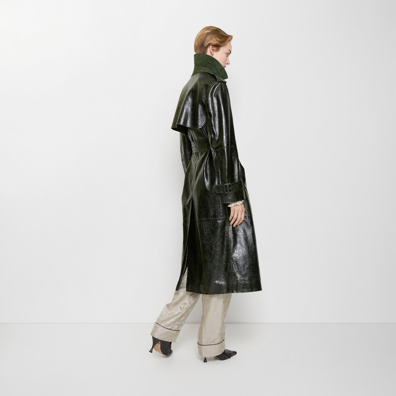Long Embossed Leather Trench Coat 6