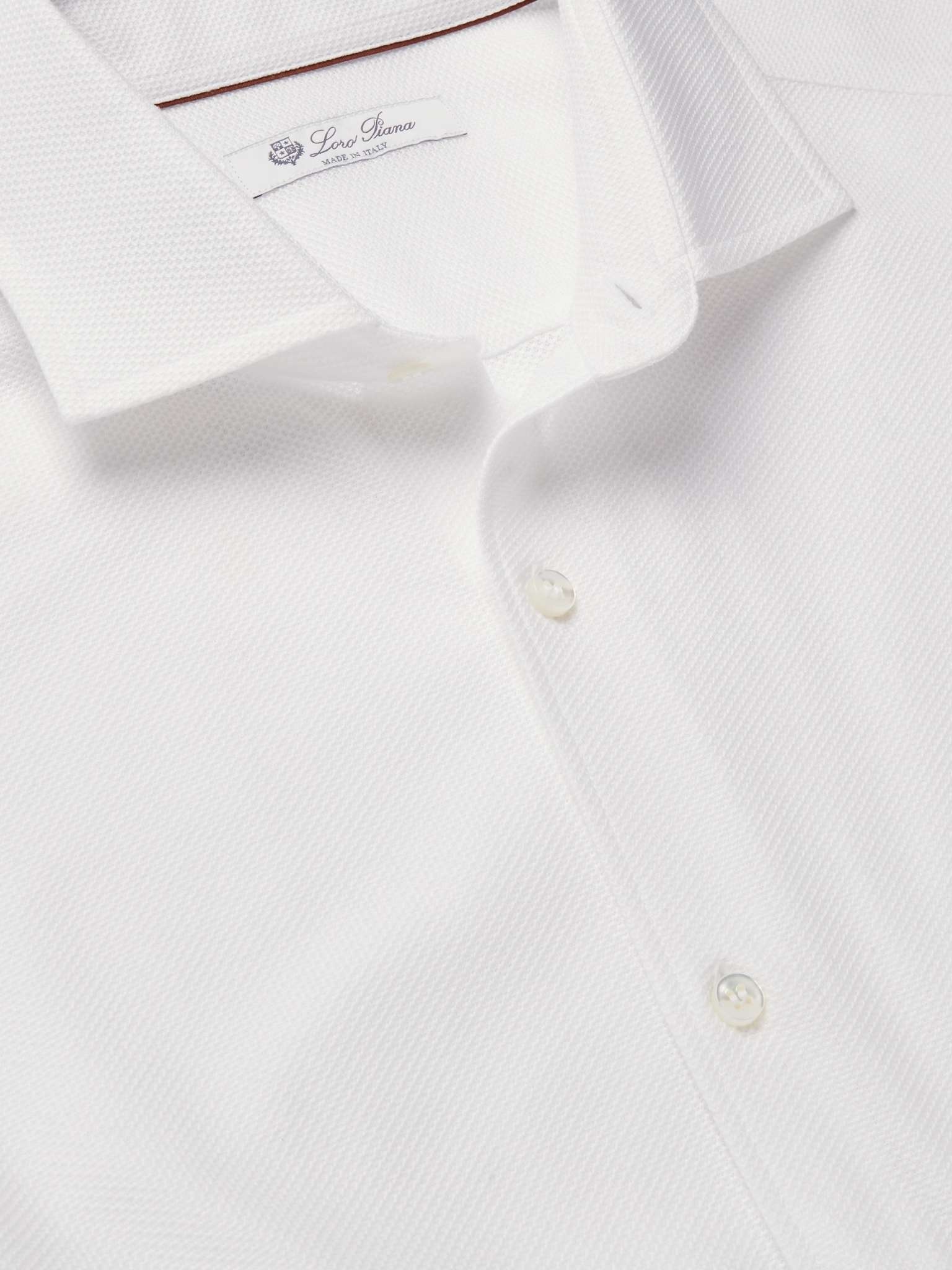 Slim-Fit Cutaway Collar Cotton-Piqué Shirt - 5