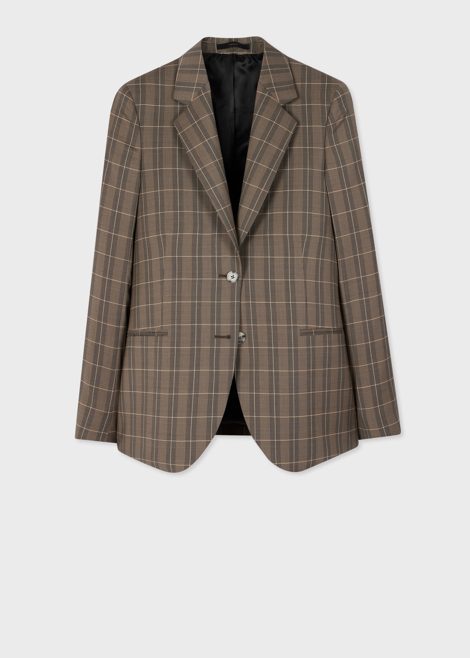 Taupe Two Button Check Blazer - 1