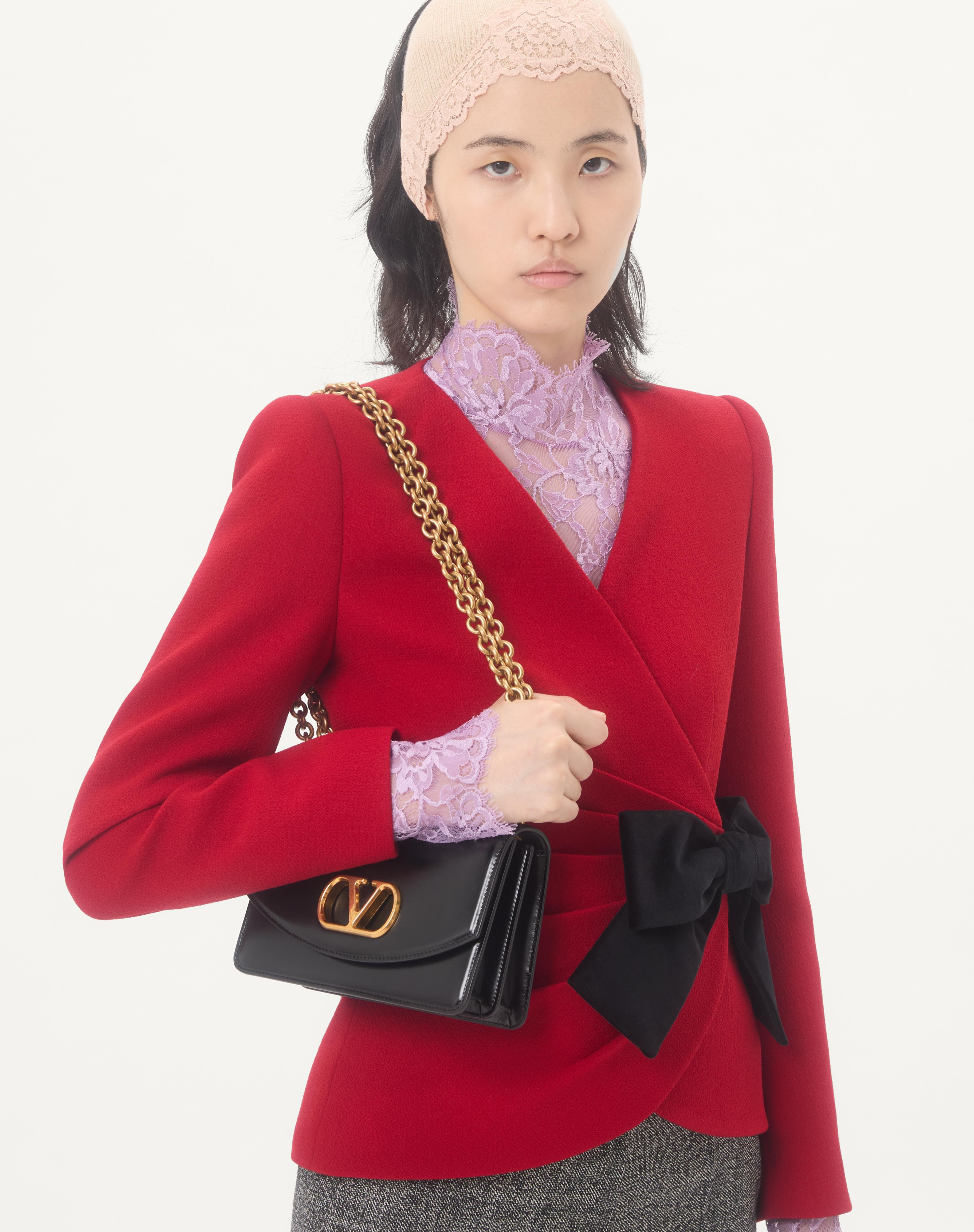 WOOL CREPE JACKET WITH CONTRASTING BOW - 3