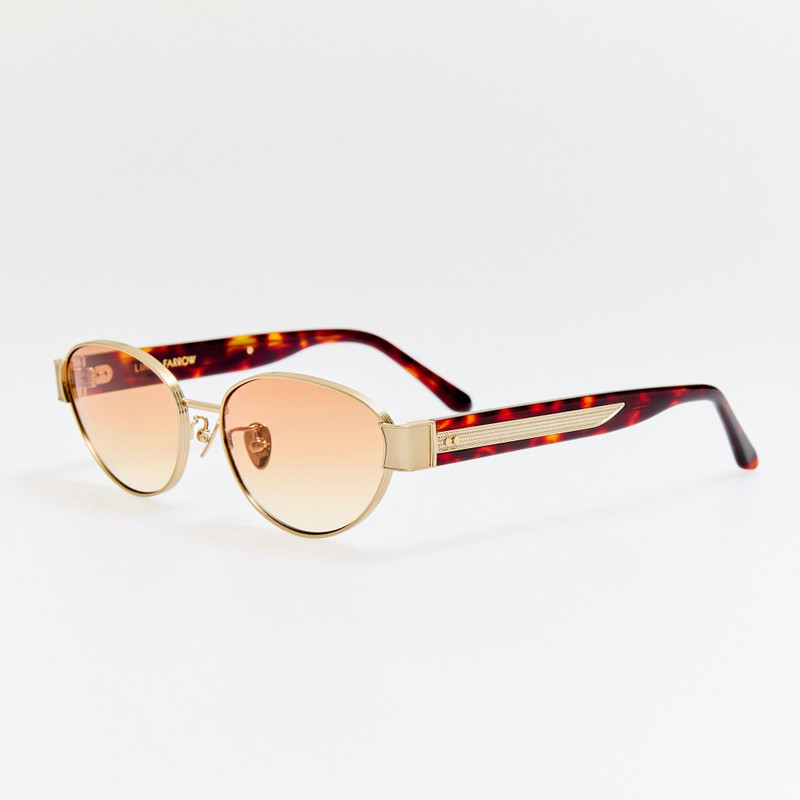 LINDA FARROW Sheri Sunglasses in 22K Gold and Camel outlook