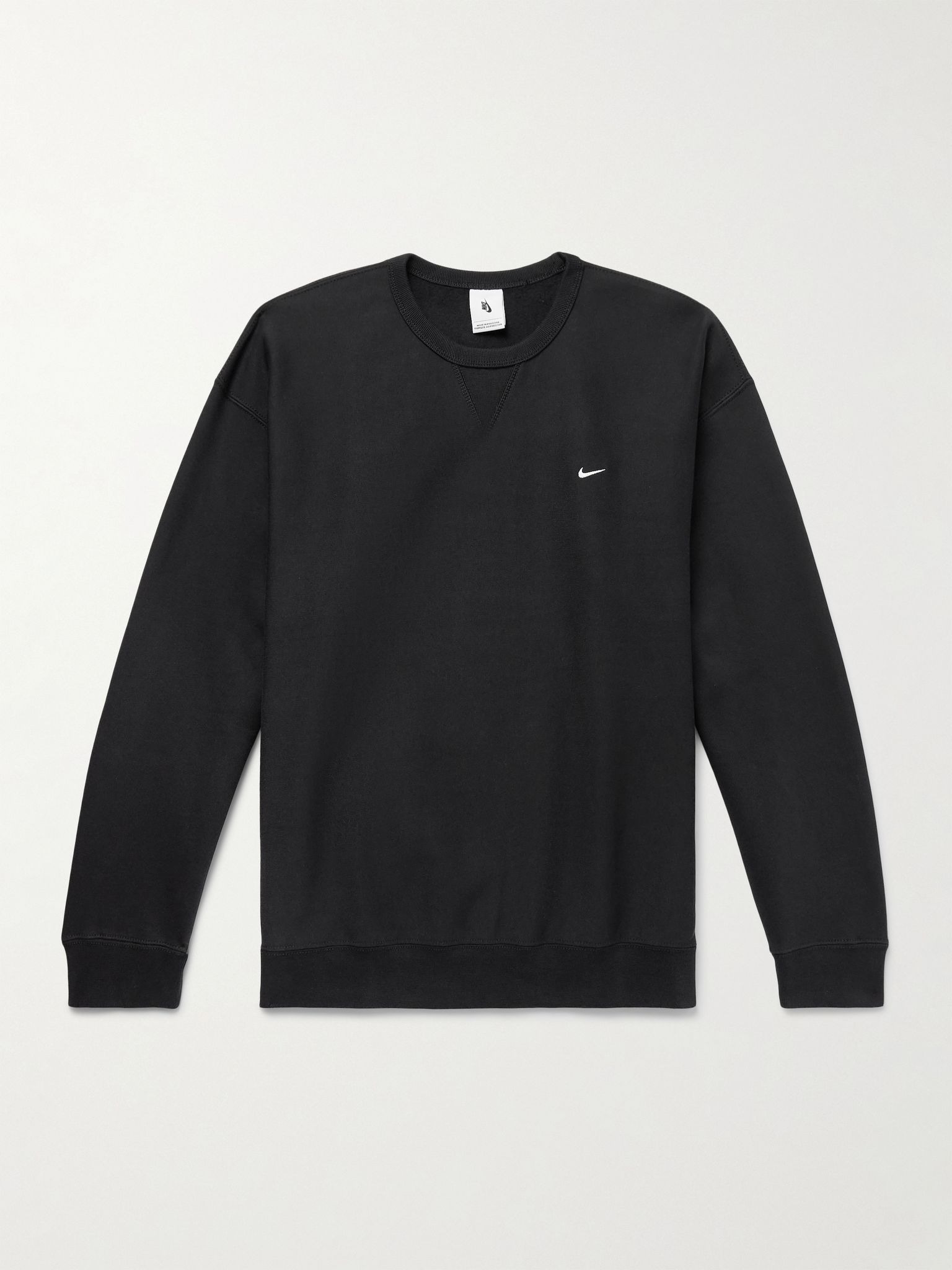 Solo Swoosh Oversized Logo-Embroidered Cotton-Blend Jersey Sweatshirt Black - 1