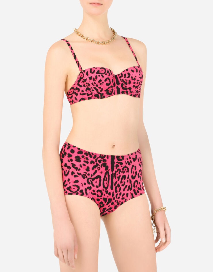 Balconette bikini top with neon leopard print - 4