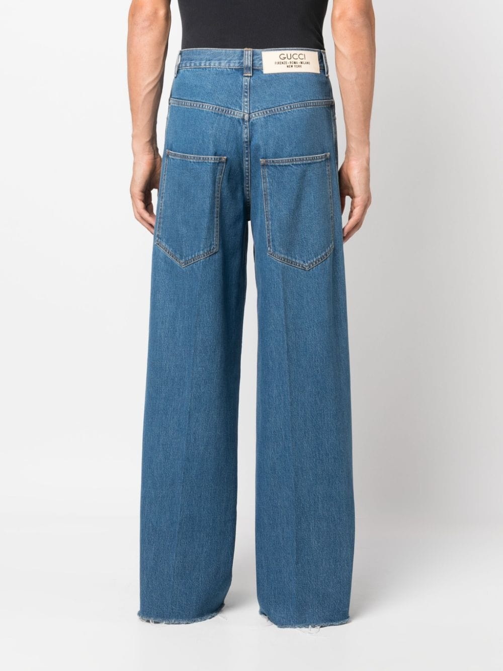 pressed-crease mid-rise wide-leg jeans - 4