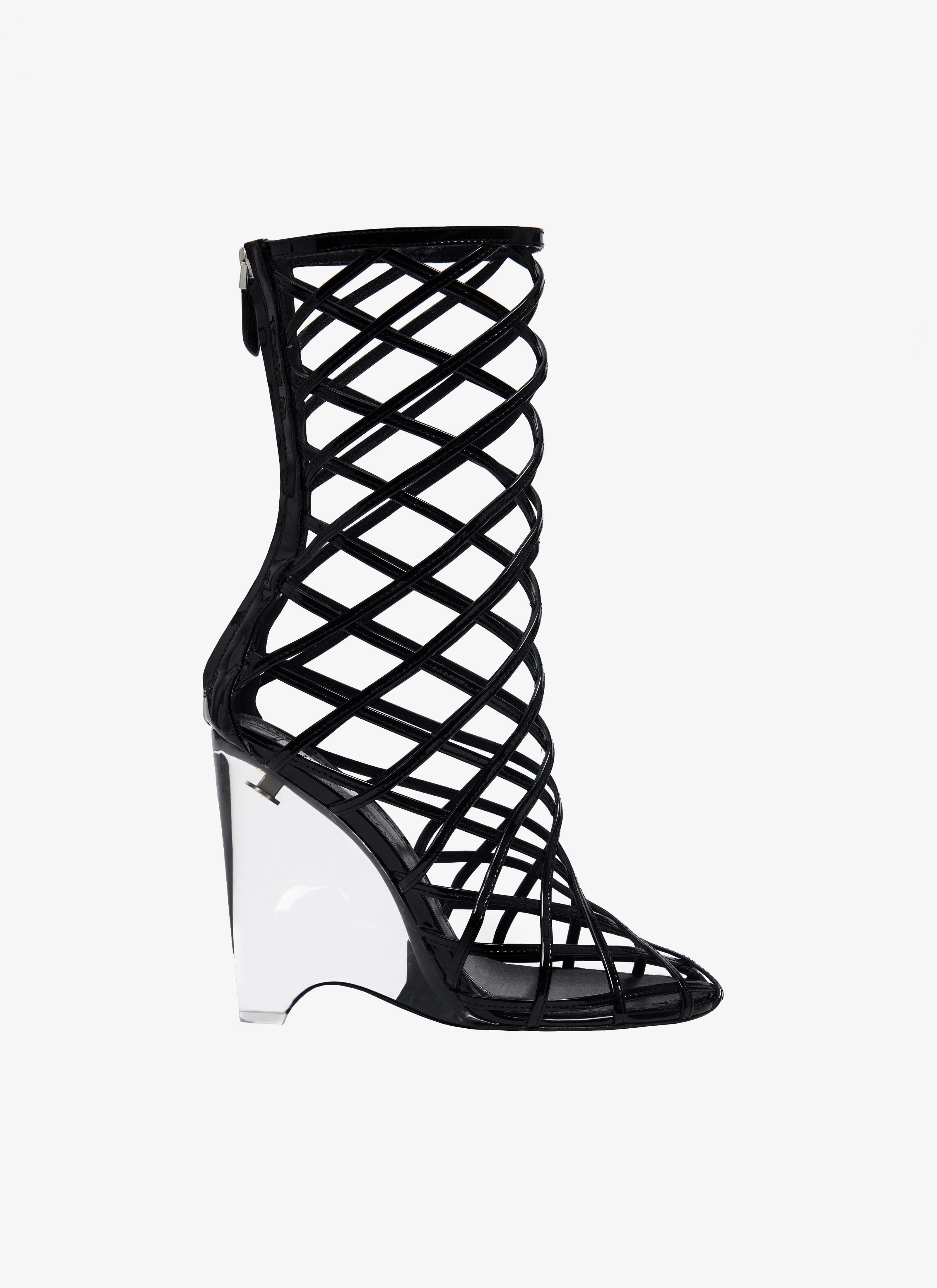 LA CAGE WEDGE BOOTIES IN PATENT LAMBSKIN - 1