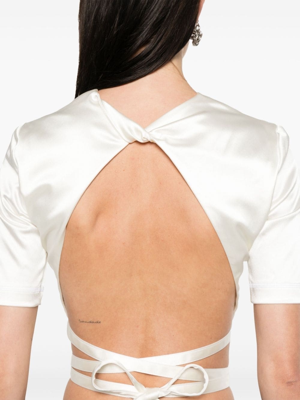 open-back satin T-shirt - 5