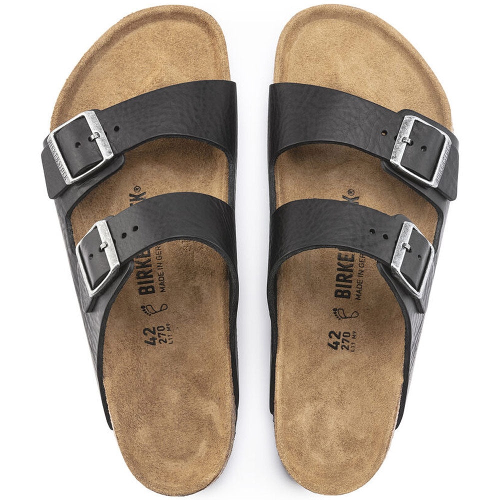 Birkenstock | Arizona Grip Leather Slippers 'Vintage Wood Black' - 4