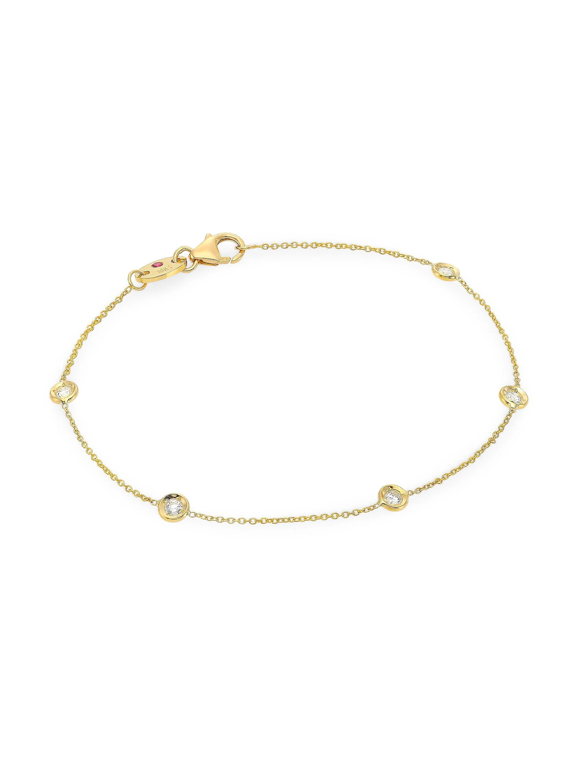 Women's Tiny Treasures 18K Yellow Gold & Diamond Bezel Station Bracelet - Gold - 1