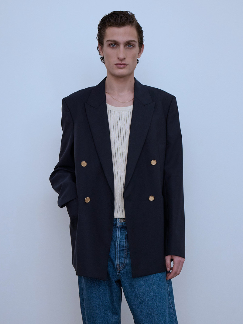 FRAME Double Breasted Blazer in Dark Navy outlook