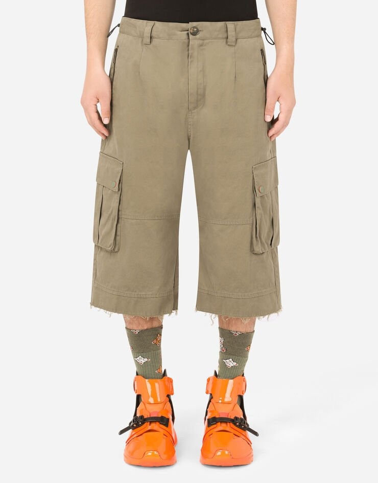 Stretch cotton cargo shorts - 1