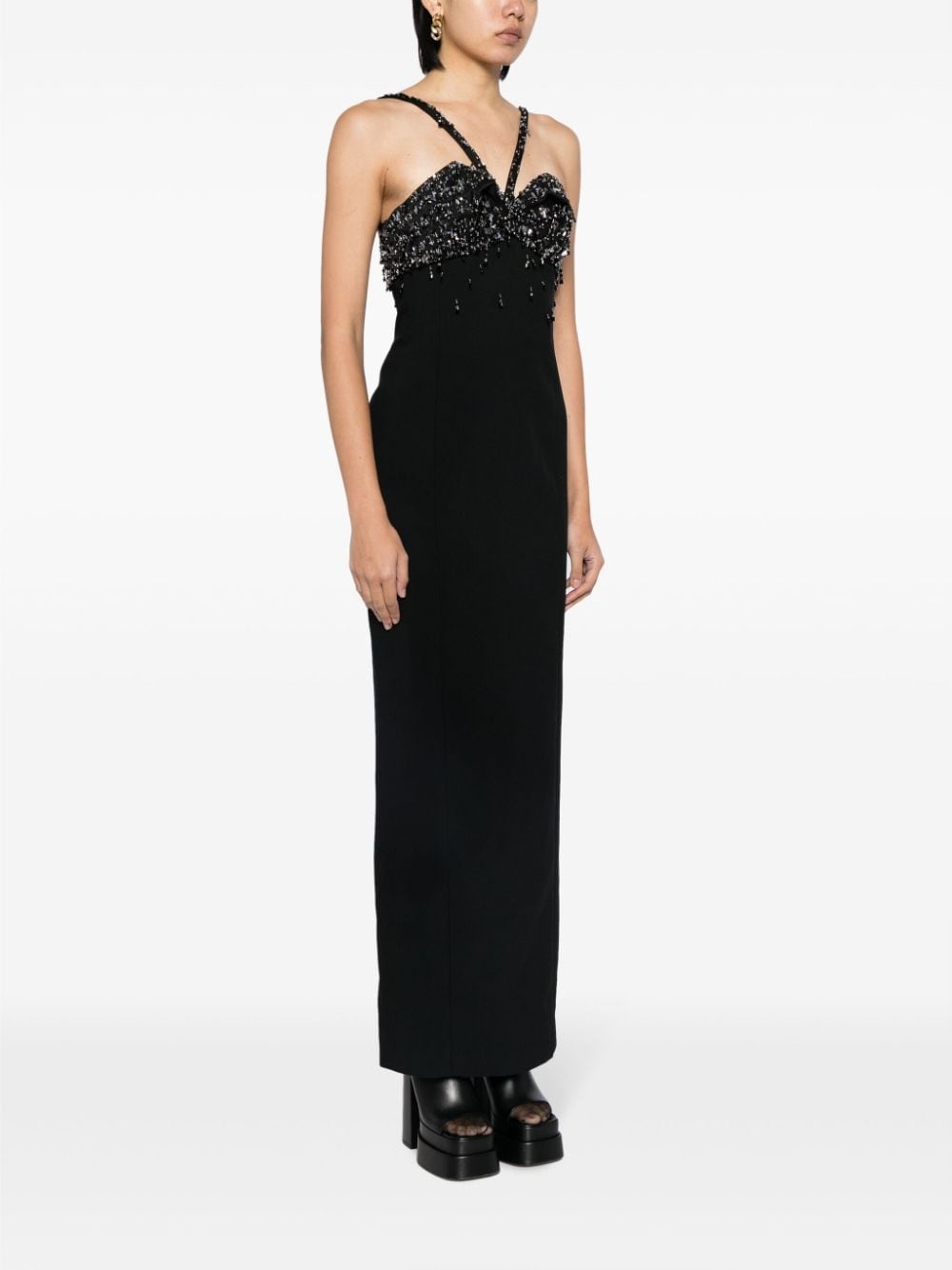 crystal-embellished satin maxi dress - 3