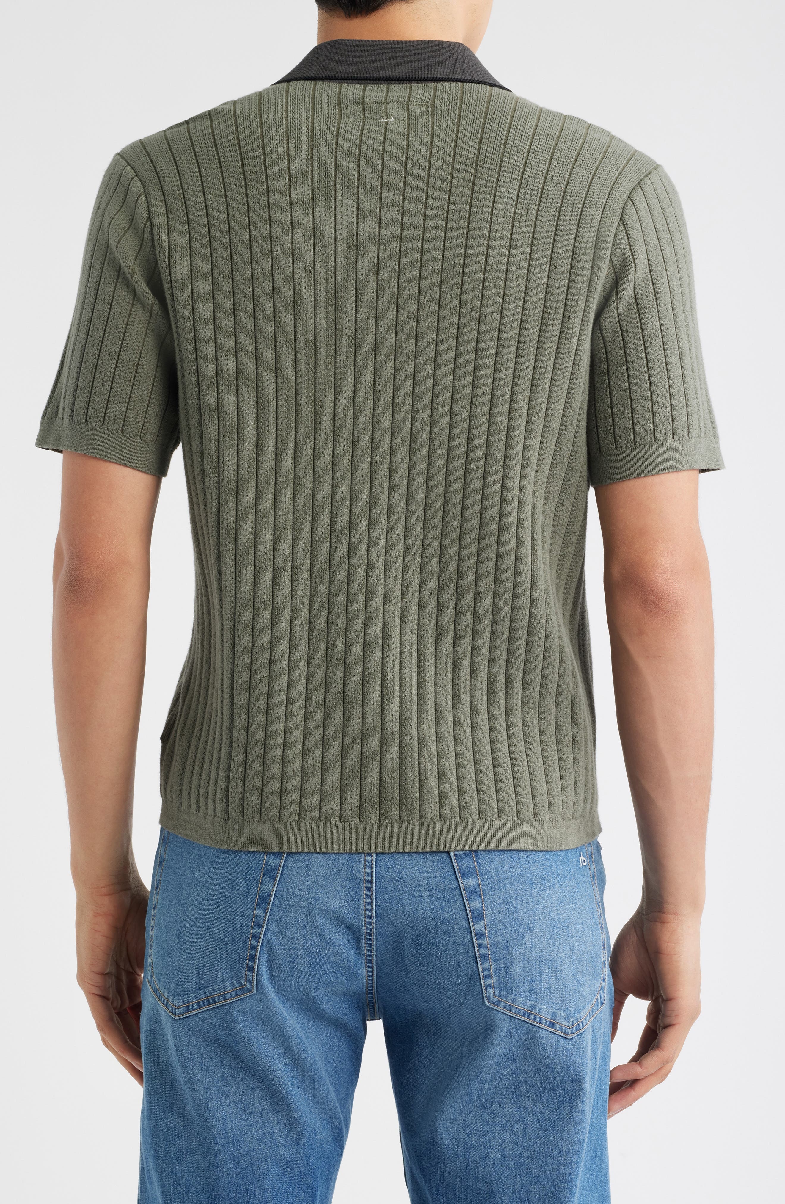 rag & bone Sanford Rib Johnny Collar Polo in Pavement at Nordstrom - 3