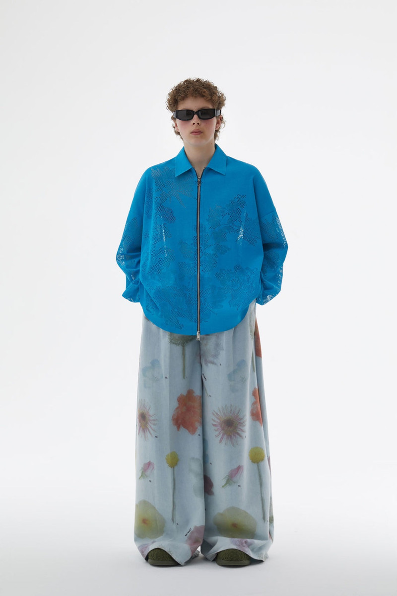 SUNNEI NEON BLUE JACQUARD KNIT RUBBER JACKET outlook